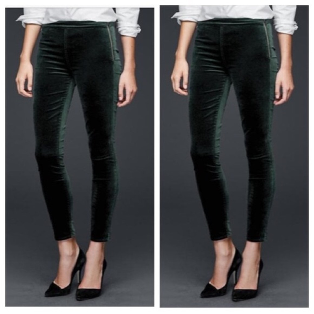 Gap Green Velvet Skinny Side ZIP Legging 28r